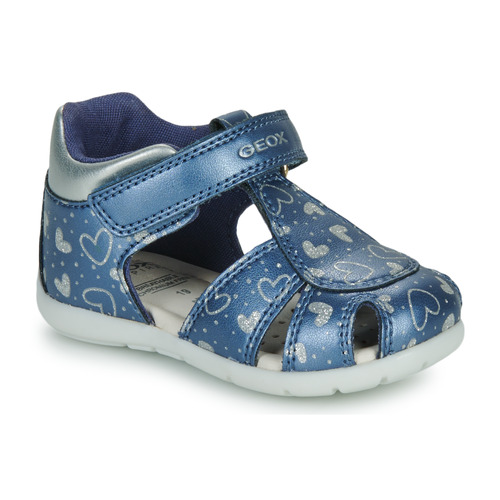 Chaussures Fille Walk & Fly Geox B ELTHAN GIRL Bleu / Argenté