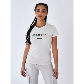 Vêtements Femme T-shirts & Polos Thom Browne T-shirt super con dettaglio a contrasto Bianco Tee Shirt super F221119 Beige