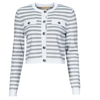 Vêtements Femme Pulls MICHAEL Michael Kors ECO SNAP CROP JKT Blanc / Argent