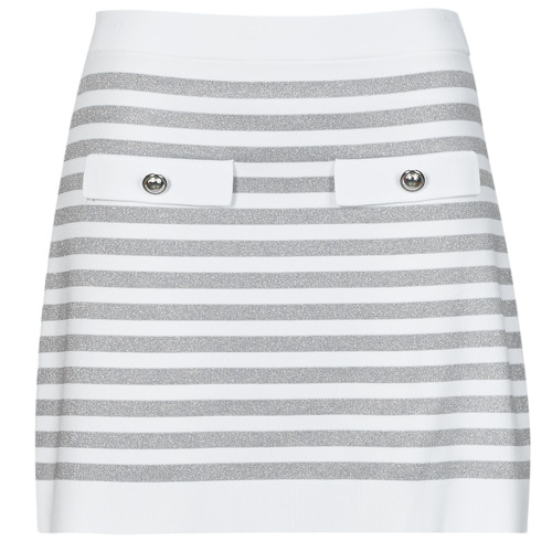 Vêtements Femme Jupes Top 5 des ventes ECO MINI SKIRT WITH PKT Blanc / Argent