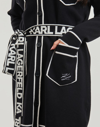 Karl Lagerfeld BRANDED BELTED CARDIGAN Noir / Blanc