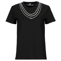 Vêtements Femme T-shirts nanjing manches courtes Karl Lagerfeld karl necklace t-shirt Noir
