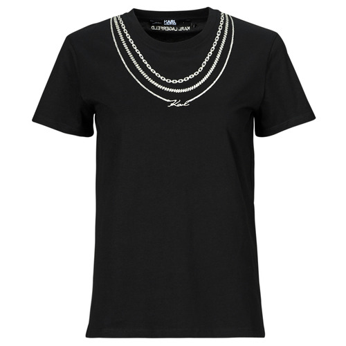 Vêtements Femme Embellished Wide Leg Denim Karl Lagerfeld karl necklace t-shirt Noir