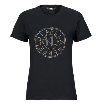 Vêtements Femme T-shirts manches courtes Karl Lagerfeld rhinestone logo t-shirt Noir