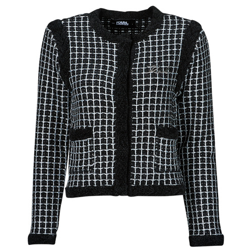 Vêtements Femme les nouveautés à ne pas manquer Karl Lagerfeld classic boucle cardigan Noir / Blanc