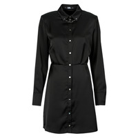 Vêtements Femme Robes courtes Karl Lagerfeld karl charm satin shirt dress Noir / Blanc