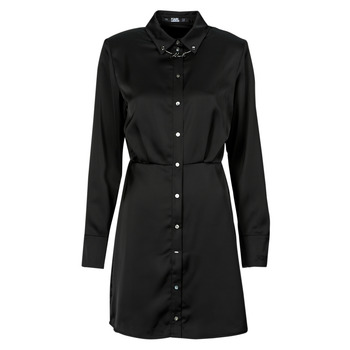 Vêtements Femme Robes courtes Karl Lagerfeld karl charm satin shirt dress Noir / Blanc