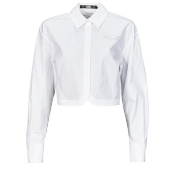 Vêtements Femme Chemises / Chemisiers Karl Lagerfeld crop poplin shirt nsw Blanc
