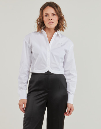 Karl Lagerfeld crop poplin shirt Blanc