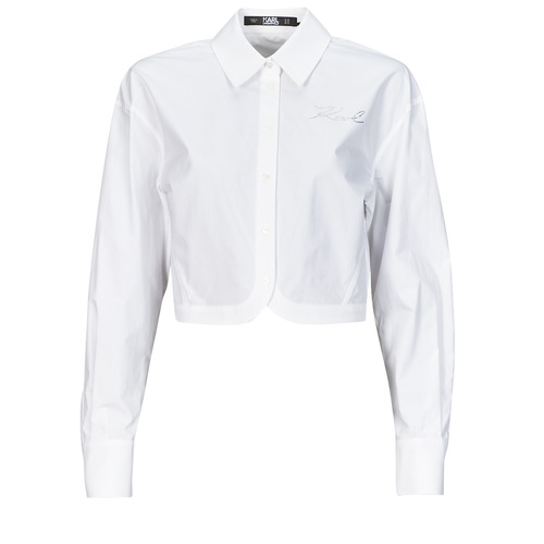 Vêtements Femme Chemises / Chemisiers Karl Lagerfeld crop poplin shirt Blanc