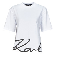 Vêtements Femme T-shirts nanjing manches courtes Karl Lagerfeld karl signature hem t-shirt Blanc