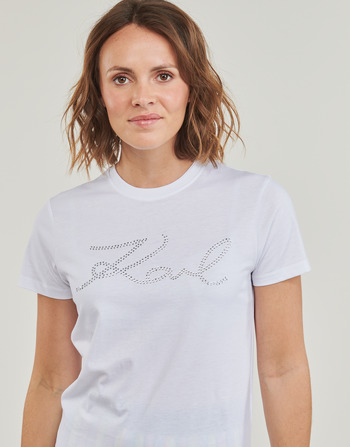 Karl Lagerfeld rhinestone logo t-shirt Blanc