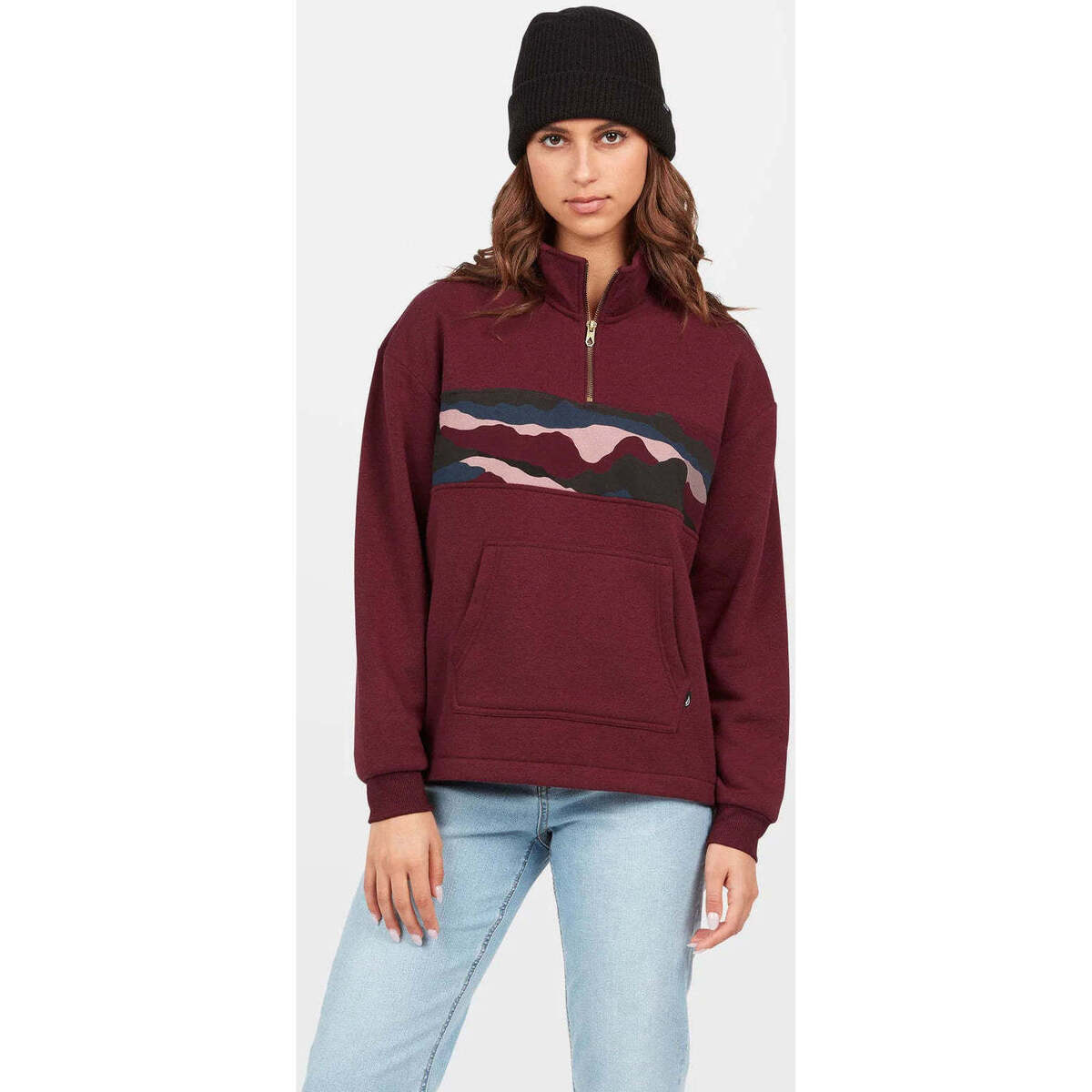 Vêtements Femme Polaires Volcom Sudadera Chica  Stone Stacked Burgundy Rouge