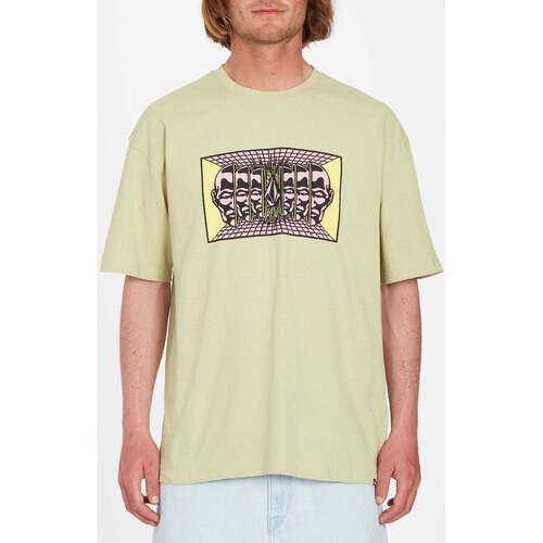 Vêtements Homme organic cotton slogan hoodie Rot Volcom Camiseta  Mind Invasion Lentil Green Vert