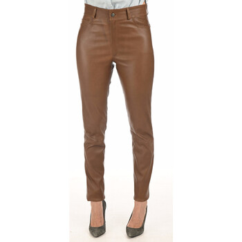Vêtements Femme Pantalons La Canadienne Pantalon Jean cuir stretch cognac-044895 Marron