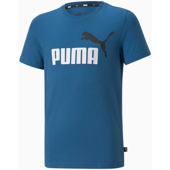 Vêtements Enfant T-shirts & Polos Puma Tee-shirt ENFANT  ESSENTIALS TWO TONE LOGO Bleu