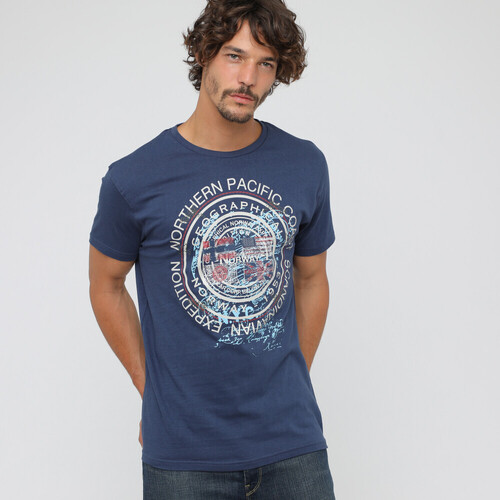 Vêtements Homme en 4 jours garantis Geographical Norway JOUNGER t-shirt pour homme Bleu