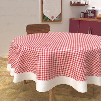 serviettes de table nappes, sets de table soleil d'ocre  vichy rouge 
