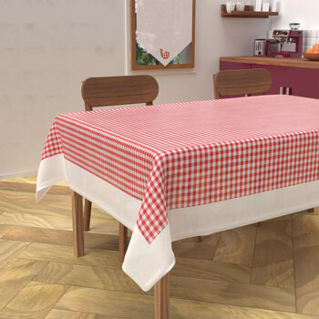 serviettes de table nappes, sets de table soleil d'ocre  vichy rouge 