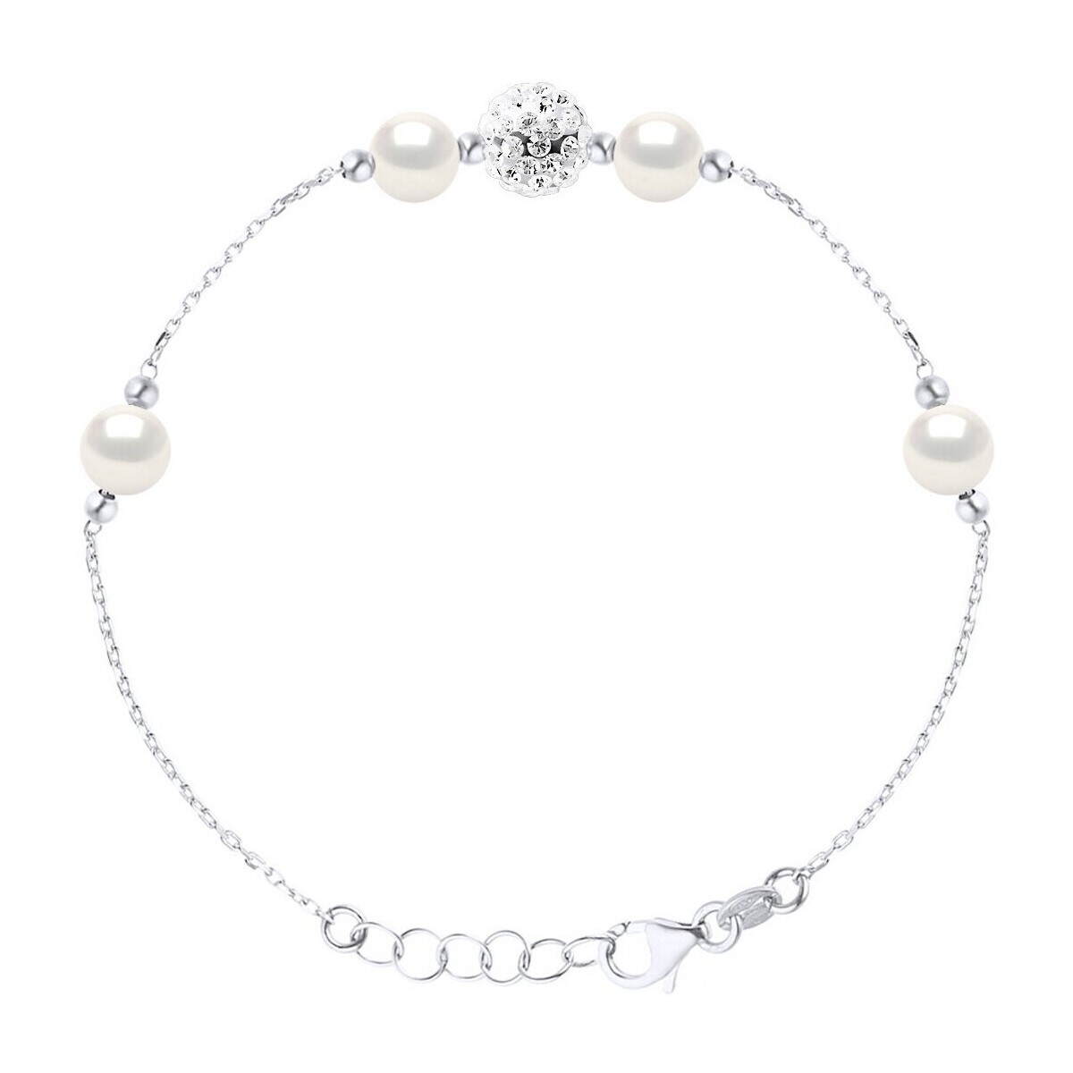 Montres & Bijoux Femme Bracelets Lova - Lola Van Der Keen Bracelet Cristal et Perles de Culture - Argent - LOVA PERLA Blanc