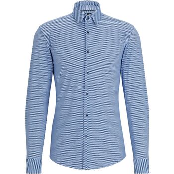 Vêtements Homme Chemises manches longues BOSS Chemise Hank Impression Bleu Bleu