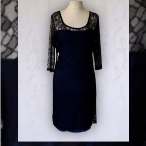 Vêtements Femme Robes courtes Even&Odd robe dentelle noire et bleu neuve T XL Noir