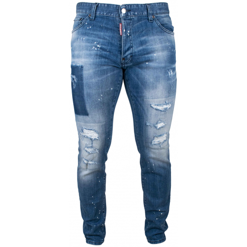 Vêtements Homme Jeans Dsquared Topman Smalle jeans van biologisch katoen met stretch in mid wash Bleu