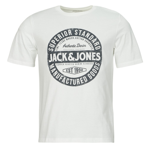 Vêtements Homme T-shirt comfort spalle animalier e stampa metal gun Jack & Jones JJEJEANS TEE SS O-NECK  23/24 Blanc