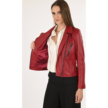 Vêtements Femme Blousons La Canadienne Blouson en cuir rouge femme-039666 Rouge