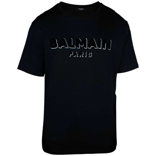 Vêtements Homme Balmain logo plaque ribbed rollneck knit top Balmain T-shirt Noir