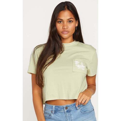 Vêtements Femme T-shirts crewneck manches courtes Volcom Camiseta  Pocket Dial - Sage Vert