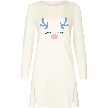 Vêtements Femme Pyjamas / Chemises de nuit Lisca Chemise de nuit manches longues Holiday  Cheek Blanc
