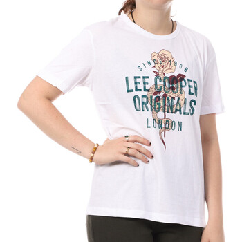 Vêtements Femme T-shirts Comes manches plaid Lee Cooper LEE-011130 Blanc