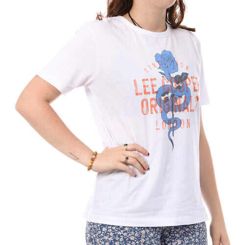 Vêtements Femme T-shirts Comes manches plaid Lee Cooper LEE-011130 Blanc