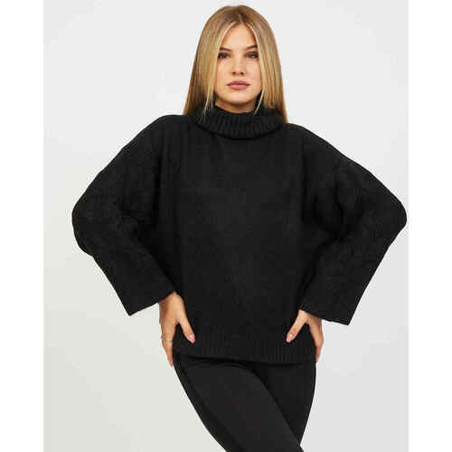 Vêtements Femme Pulls EAX Col roulé en tricot recyclé Armani Sustainability Values Noir