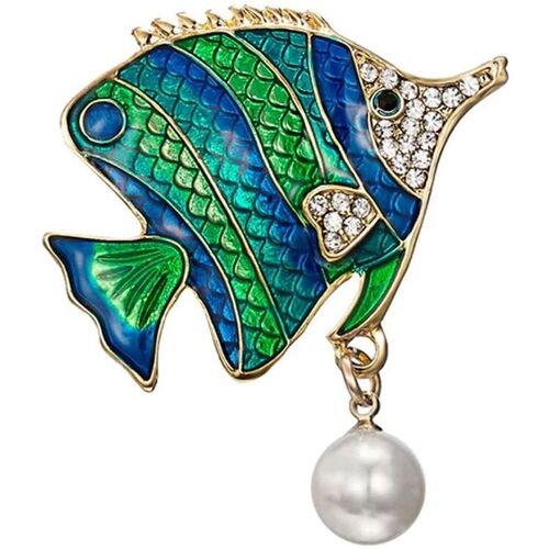 Montres & Bijoux Femme Broches / Epingles Clj Charles Le Jeune Broche poisson bleu Vert
