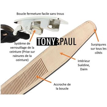 Tony & Paul Ceinture classiques ROMA, boucle Automatique - Easy Clip Marron