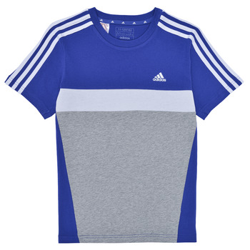 Vêtements Garçon M Corta Slim Fit polo Adidas Sportswear J 3S TIB T Bleu / Blanc / Gris