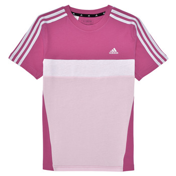 Vêtements Fille T-shirts manches courtes Adidas Sportswear J 3S TIB T Rose / Blanc