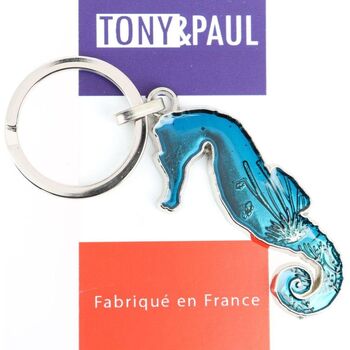 Tony & Paul Porte-clés Hippocampe Bleu
