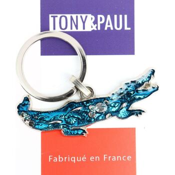 Tony & Paul Porte-clés Croco Bleu