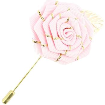Montres & Bijoux Femme Broches / Epingles Cravate Avenue Signature Boutonnière rose et feuille dorée Rose