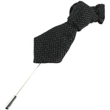Montres & Bijoux Femme Broches / Epingles Cravate Avenue Signature Boutonnière mini cravate stripe Noir