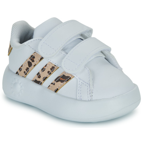 Chaussures Fille Baskets basses Adidas imagenes Sportswear GRAND COURT 2.0 CF I Blanc / Léaopard