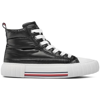 Chaussures Femme Bottines Tommy Hilfiger HIGH TOP LACEUP SNEAKER Noir