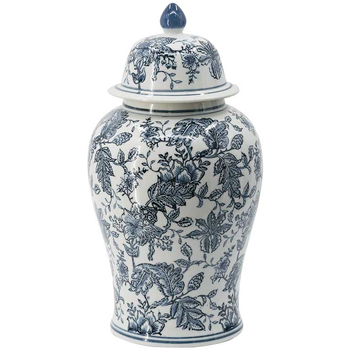 Maison & Déco Bougeoir Verre Azur 12x19cm La Grande Prairie Grand pot céramique floral 24x24x46cm Blanc