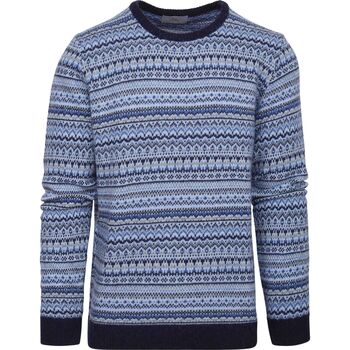 sweat-shirt suitable  prestige fair isle pullover bleu 