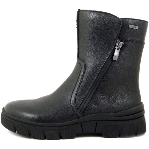 Chaussures Femme Boots Caprice Plat : 0 cm en Cuir, Zip - 26437 Noir