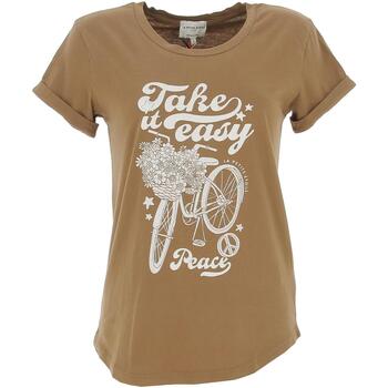 Vêtements Femme T-shirts manches courtes Sade Rose Gilet Peace marron t-shirt Marron