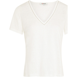 Vêtements Homme T-shirts manches courtes Morgan T-shirt col v Blanc